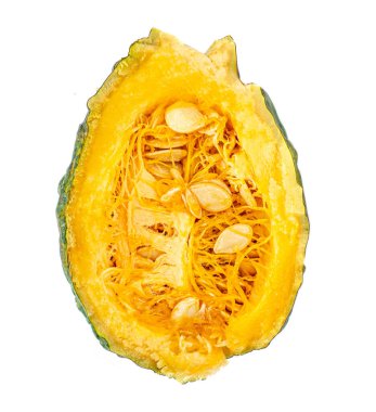 Beyaz arka planda izole edilmiş sarı balkabağı. Dekoratif Balkabağı yakın çekim. Sonbahar consepsi