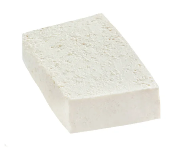 Feta Cheese Block Isolated White Background Greek Soft — Stock Photo, Image