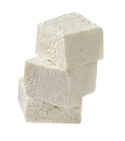 Gewürzter Feta Käse Isoliert Auf Weißem Hintergrund Griechischer Weichkäse — Stockfoto