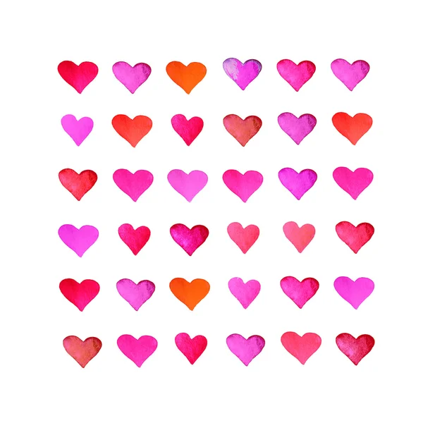 Set of watercolor hearts — Stock Photo, Image