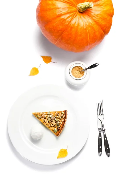 Slice of fresh Pumpkin Pie — Stock Photo, Image