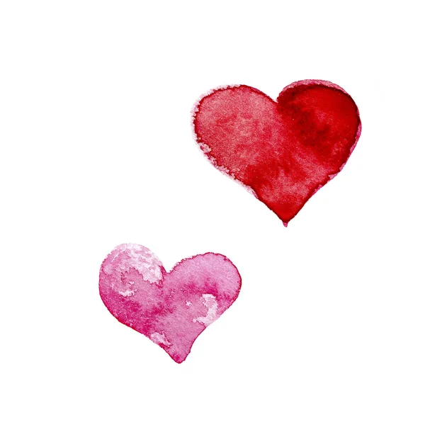 Hand drawn painted red hearts — Stock Photo, Image