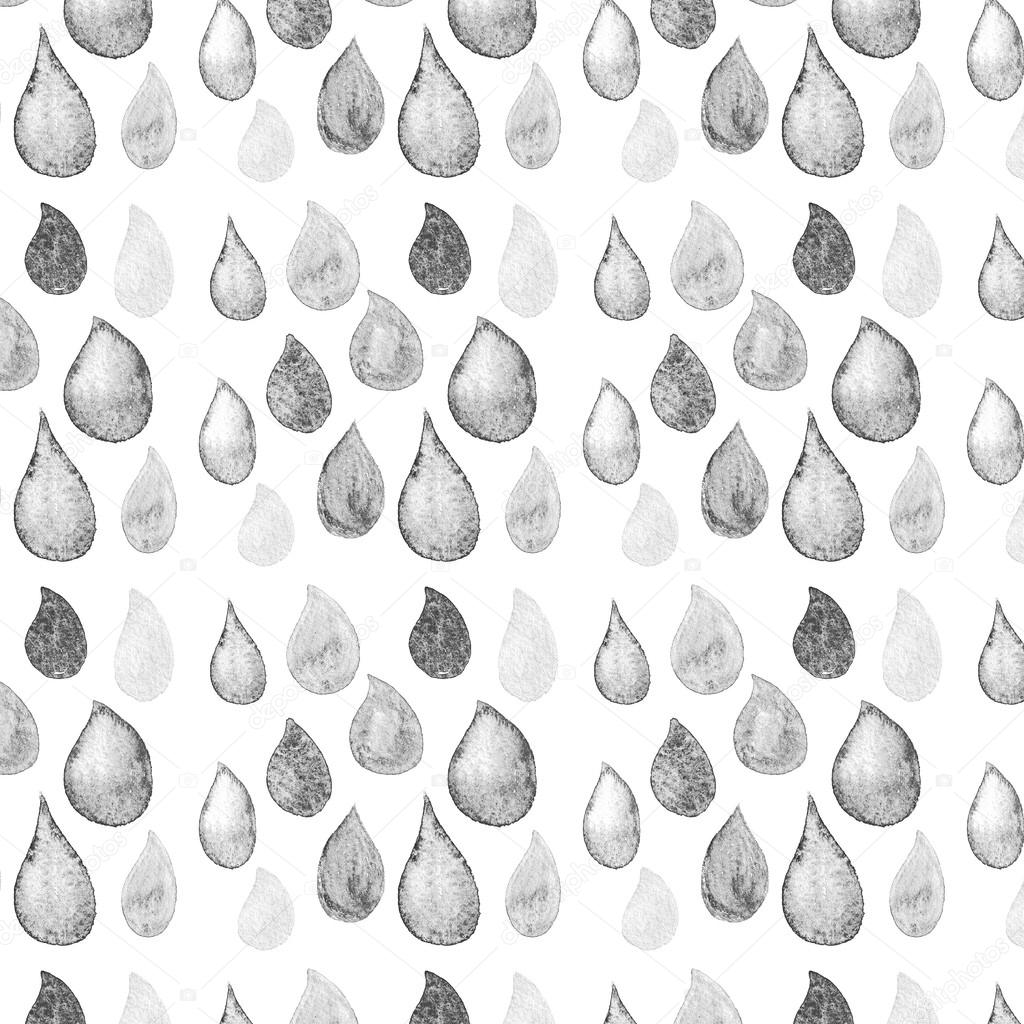 Pattern with black grunge raindrops.