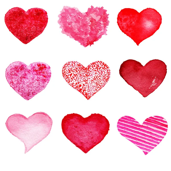 Hellrote und rosa Herzen isoliert — Stockfoto