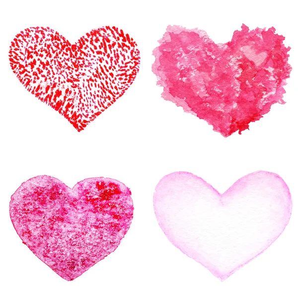 Ljus röd och rosa hjärtan isolerade — Stockfoto