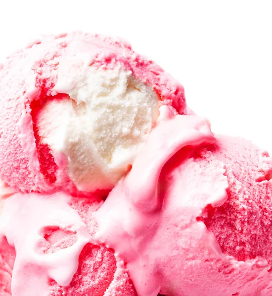 Gelato alla fragola macro — Foto Stock