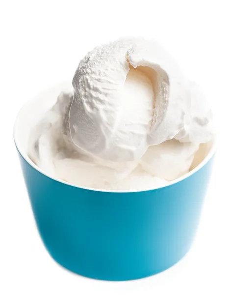 Vanilla Soft Ice Cream in blue bowl — Stock Photo, Image