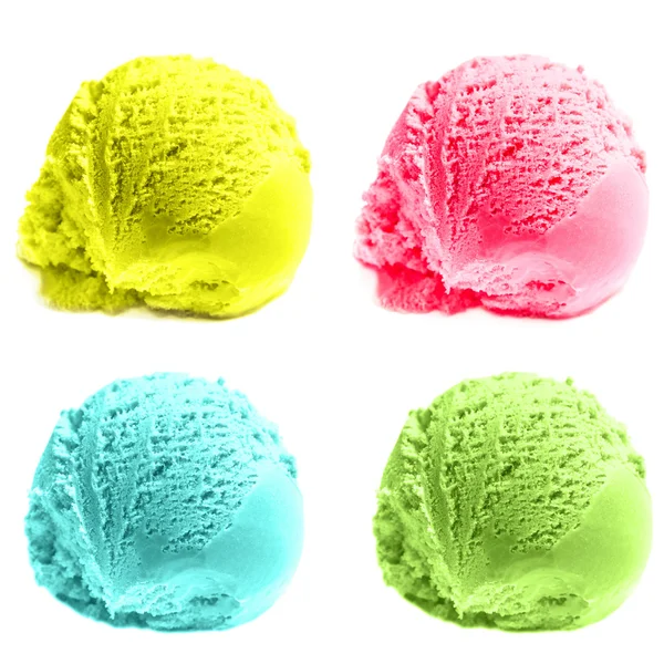 Quatro colheres mistas de sorvete — Fotografia de Stock