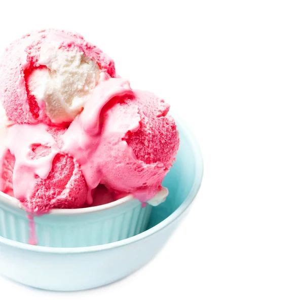 Scoops de bolas de helado de color rosa y blanco —  Fotos de Stock