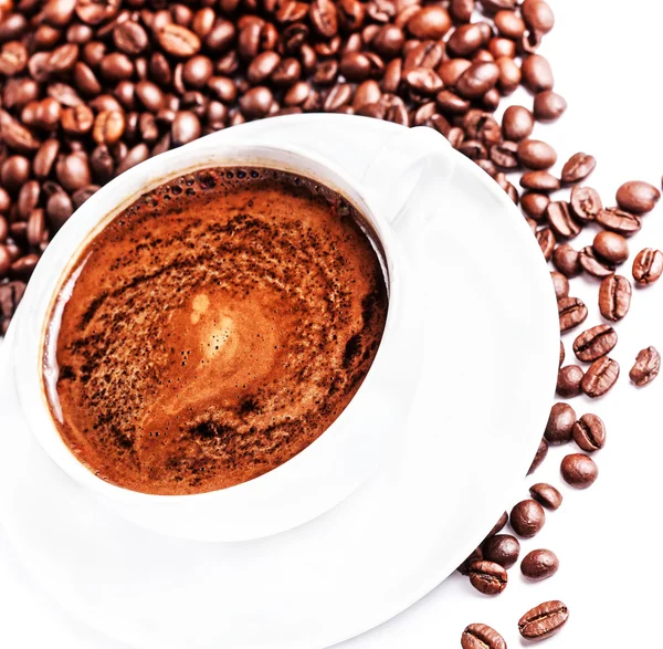 Café e grãos de café torrados — Fotografia de Stock