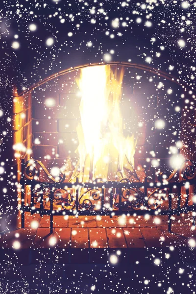 Christmas fireplace composition — Stock Photo, Image