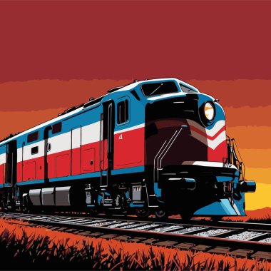 Güzel bir tren vektör resmi, düzgün çizgiler ve pürüzsüz şekillerle çizilmiş iyi tasarlanmış bir treni gösterir.