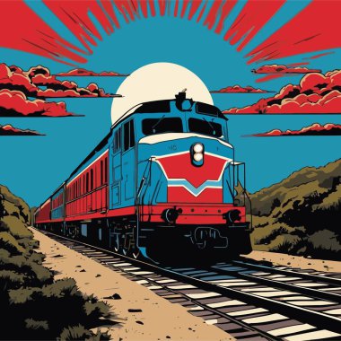 Güzel bir tren vektör resmi, düzgün çizgiler ve pürüzsüz şekillerle çizilmiş iyi tasarlanmış bir treni gösterir.