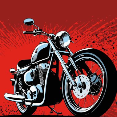 Motosiklet süren bir motorcunun vektör görüntüsü, dinamik ve cesur bir şekilde resmedilmiş.