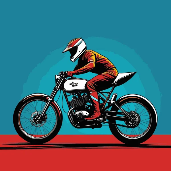 Motosiklet süren bir motorcunun vektör görüntüsü, dinamik ve cesur bir şekilde resmedilmiş.