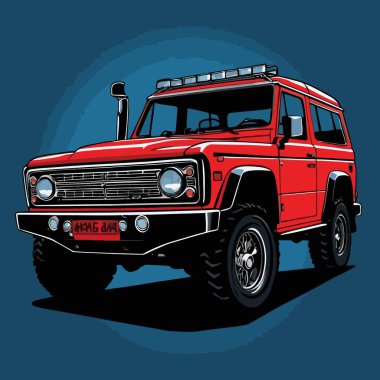 Cesur ve dayanıklı tasarlanmış havalı 4x4 bir arabanın vektör görüntüsü