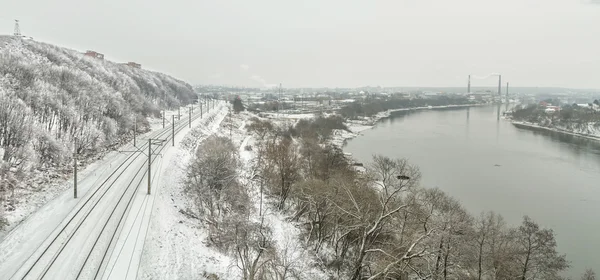 Railway near the river — Stock Photo, Image