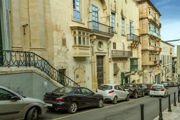 Valletta utcán épületek — Stock Fotó