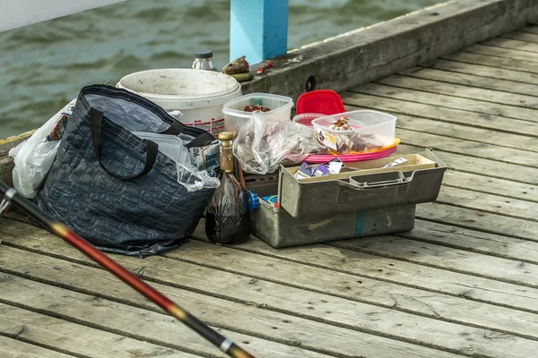 Fiskaren utrustning i morgon — Stockfoto