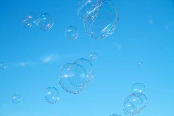 Many bubbles in blue sky