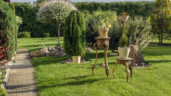 Giardino decorativo in estate — Foto Stock