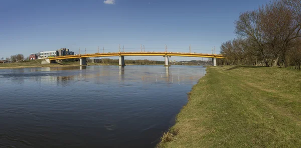 Yellow bridge over the Neman Panorama — Stock Photo, Image