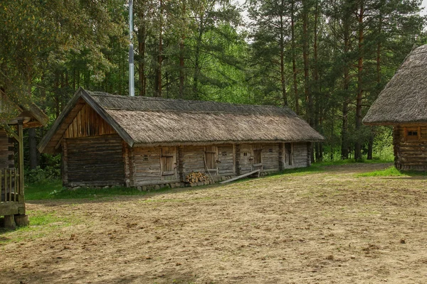 Wiejski dom z dachem krytym strzechą — Zdjęcie stockowe