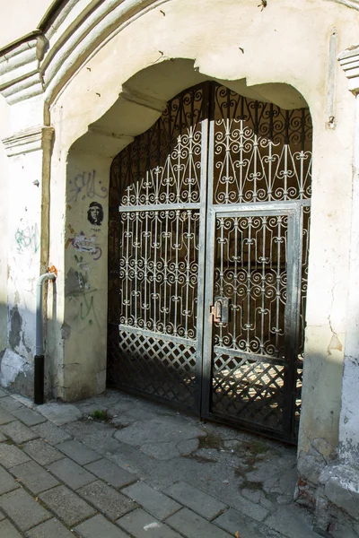 Vieille porte métallique dans la cour — Photo