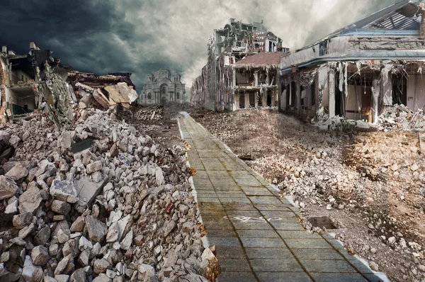 Ruined houses of street — Stock Photo, Image