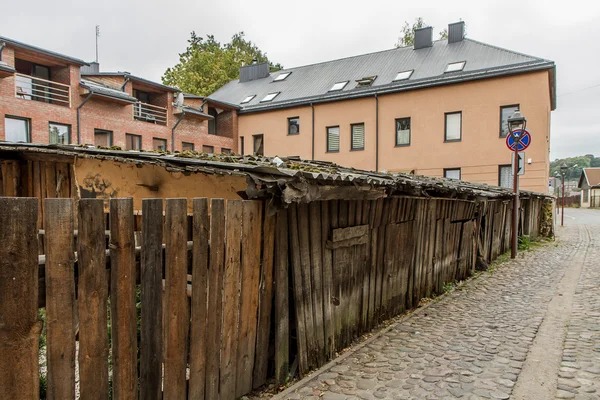 Trä lager i gamla stan — Stockfoto