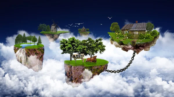 Flying land in sky — Stock Photo, Image