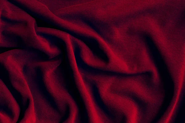 Textura Tela Algodón Jersey Fondo Textil Rojo Oscuro Arrugado — Foto de Stock