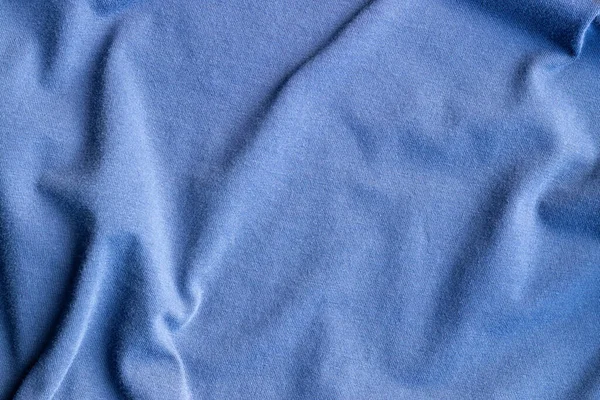 Texture Tissu Jersey Coton Fond Textile Bleu Froissé — Photo