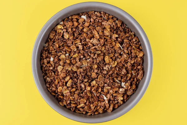 Organic Homemade Roasted Granola Cereal Oats Flax Almonds Chocolate Baking — Stock Photo, Image