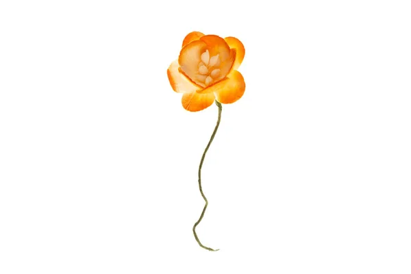 Orange Papper Blomma För Scrapbooking Isolerad Vit Bakgrund Skrovbokföringselement — Stockfoto