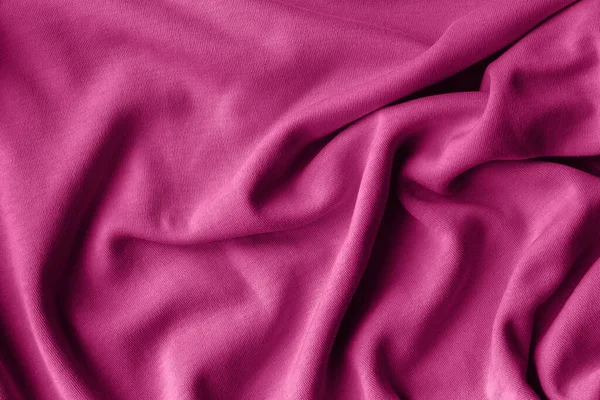 Jersey Bomullstyg Struktur Crumpled Rosa Magenta Textil Bakgrund — Stockfoto