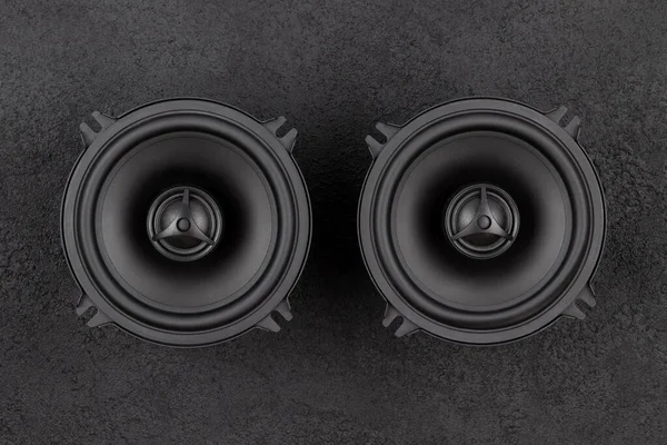 Koyu Siyah Arka Plan Yakın Plan Ses Akustik Hoparlörleri — Stok fotoğraf