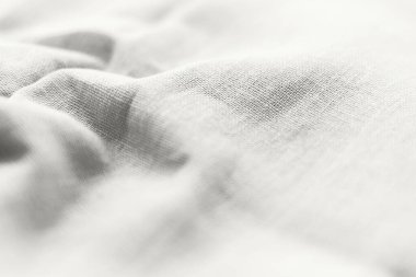 Doğal bulut beyaz dansçı kumaş dokusu. Buruşuk buruşuk çuval bezi. Renk gösterimi, eğilim 2026.