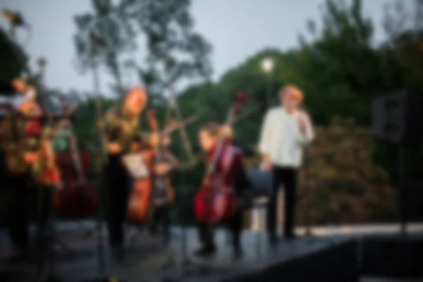 Fondo Para Diseño Textura Borrosa Actores Escena Concierto Con Siluetas —  Fotos de Stock