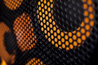 Izgara ve hoparlör dokusu. Izgara ve hoparlör geçmişi. Müzik geçmişi. DJ geçmişi. yumuşak odak 