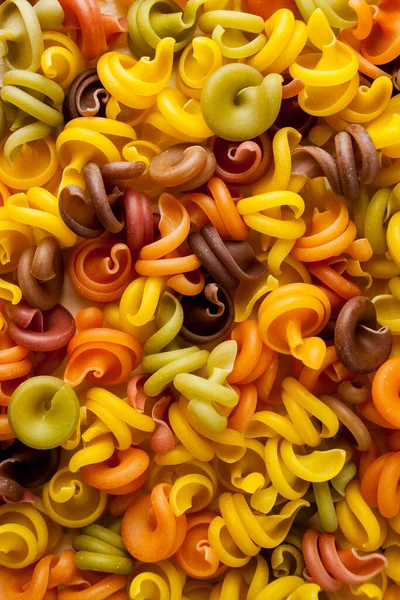 Colored Pasta Form Spiral Close Raw Multi Colored Rotini Multicolored — Stock Photo, Image