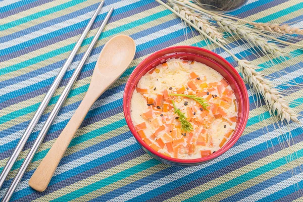 Steamed Egg with shrimp — Stock Photo, Image