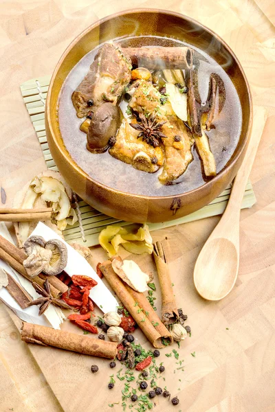 Thai stew of pork and herbal soup, — Stock Photo, Image