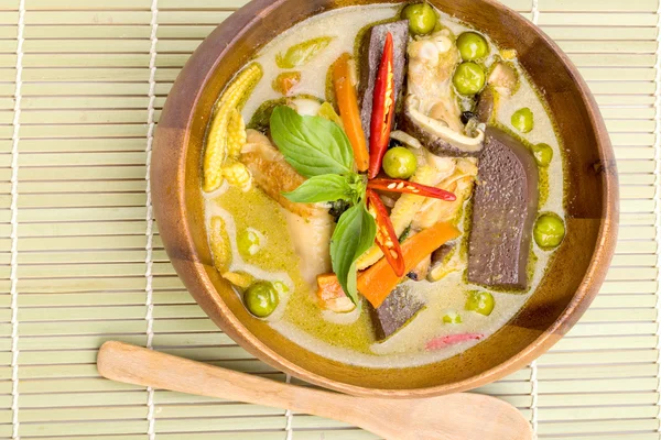 Tajlandii food Green curry kurczak — Zdjęcie stockowe