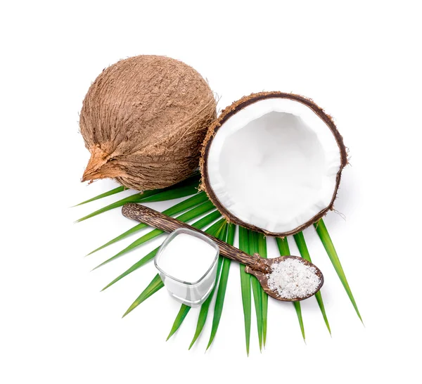 Kokosové ořechy a kokosové mléko — Stock fotografie