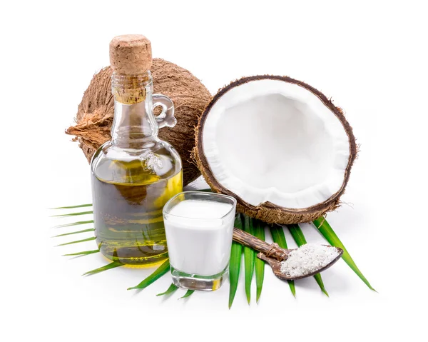 Leche de coco y aceite de coco — Foto de Stock