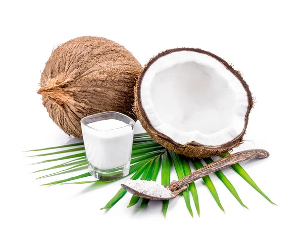 Cocos y leche de coco — Foto de Stock