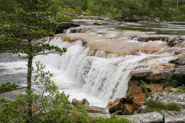 Wasserfall Fluss Valnes Der Gemeinde Bodoe Norwegen — Stockfoto