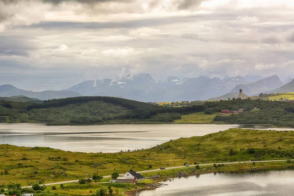 Iglesia Pueblo Borg Situado Las Islas Lofoten Noruegas — Foto de Stock