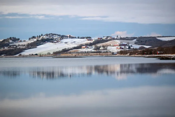 Fiordo Trondheim Area Agricola Byneset Situato Vicino Alla Città Norvegese — Foto Stock